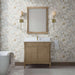 James Martin Kinnsden 36 Inch Single Vanity Weathered Oak in Single Hole Faucet White Zeus Silestone Top & Backsplash