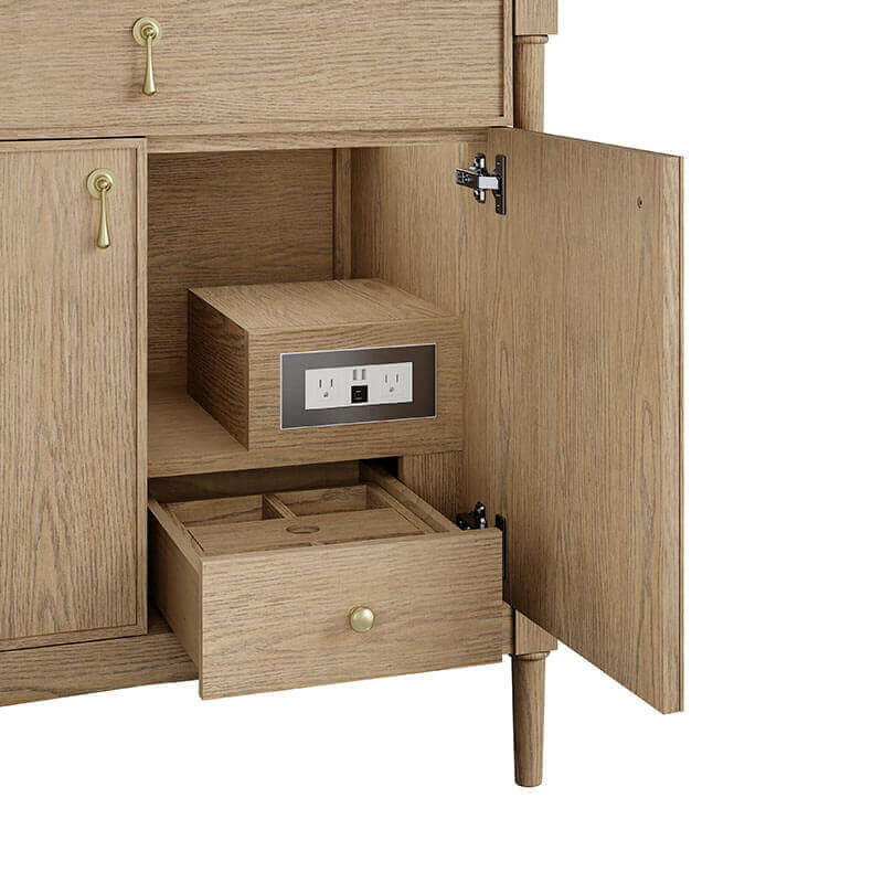 James Martin Kinnsden 36 Inch Single Vanity Weathered Oak Integrated Outlet