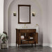 James Martin Kinnsden 36 Single Vanity Sable Oak in Eternal Jasmine Pearl Silestone Top Open Drawer