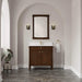 James Martin Kinnsden 36 Single Vanity Sable Oak in Single Hole Faucet White Zeus Silestone Top & Backsplash Front View