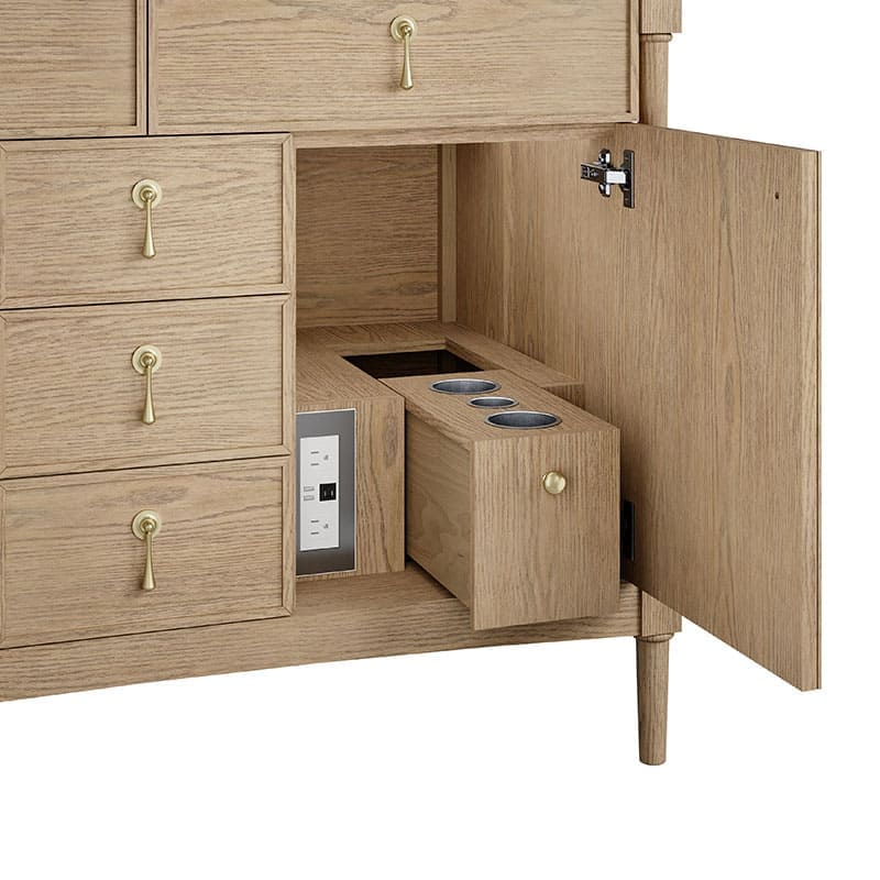 James Martin Kinnsden 48 Inch Single Vanity Weathered Oak Cabinet Only Integrated Outlet