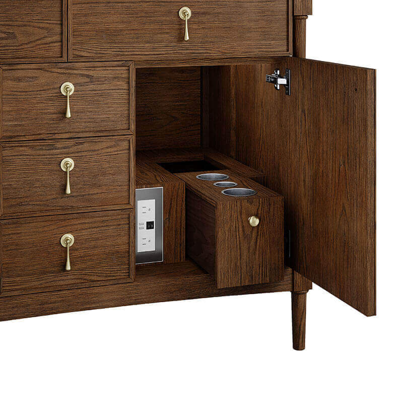 James Martin Kinnsden 48 Single Vanity Sable Oak Cabinet Only Open View