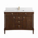 James Martin Kinnsden 48 Single Vanity Sable Oak in Single Hole Faucet White Zeus Silestone Top & Backsplash