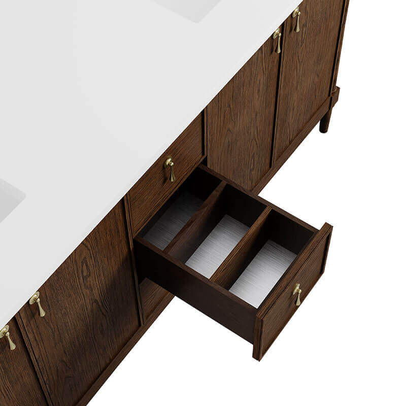 James Martin Kinnsden 72 Inch Single Vanity Sable Oak Cabinet Only Full-Extension Drawers