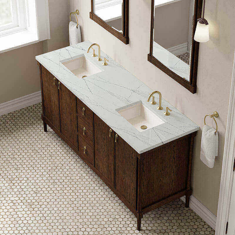 James Martin Kinnsden 72 Inch Single Vanity Sable Oak in Ethereal Noctis Top