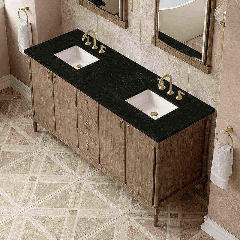 James Martin Kinnsden 72 Single Vanity Weathered Oak in Phantome Eclos Top
