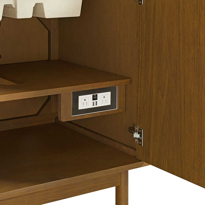 James Martin Laurent 30" Single Vanity in Honey Oak With Integrated USB/120V Outlet