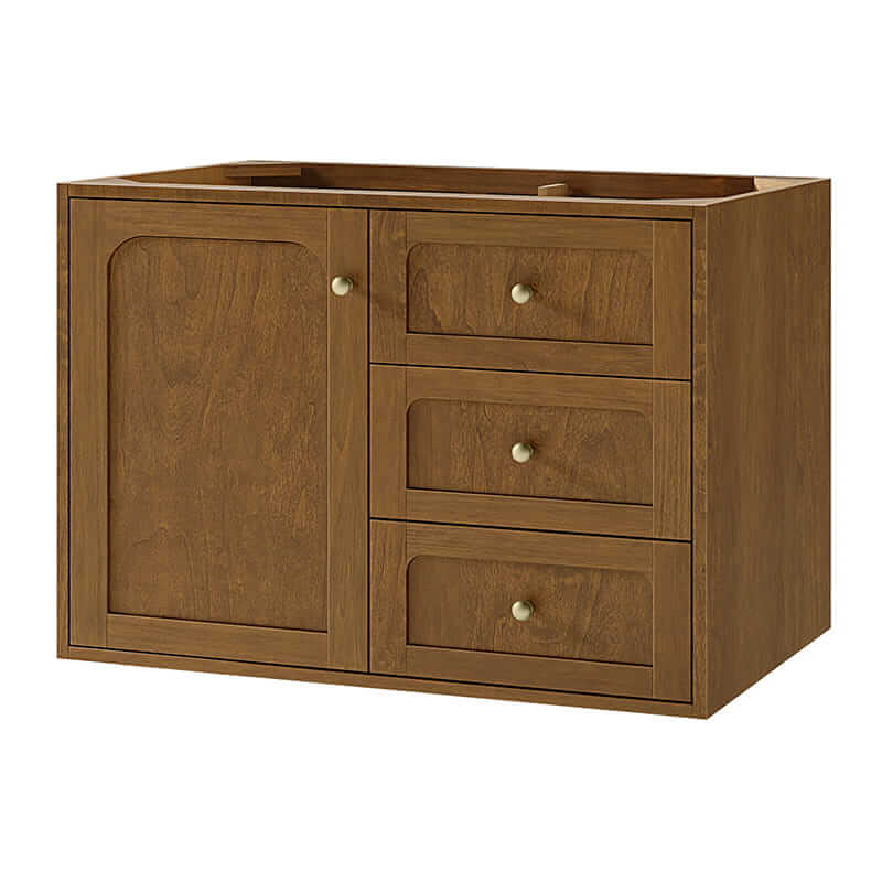 James Martin Laurent 36 Inch Single Vanity in Honey Oak Corner View Floating