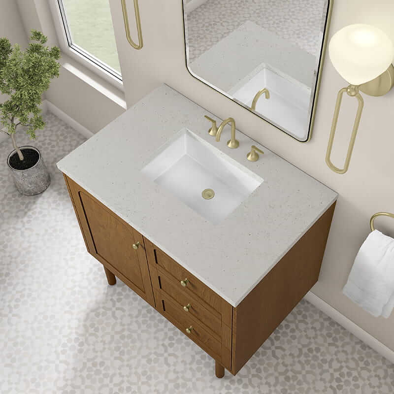 James Martin Laurent 36" Single Vanity in Honey Oak With Lime Delight Silestone Top