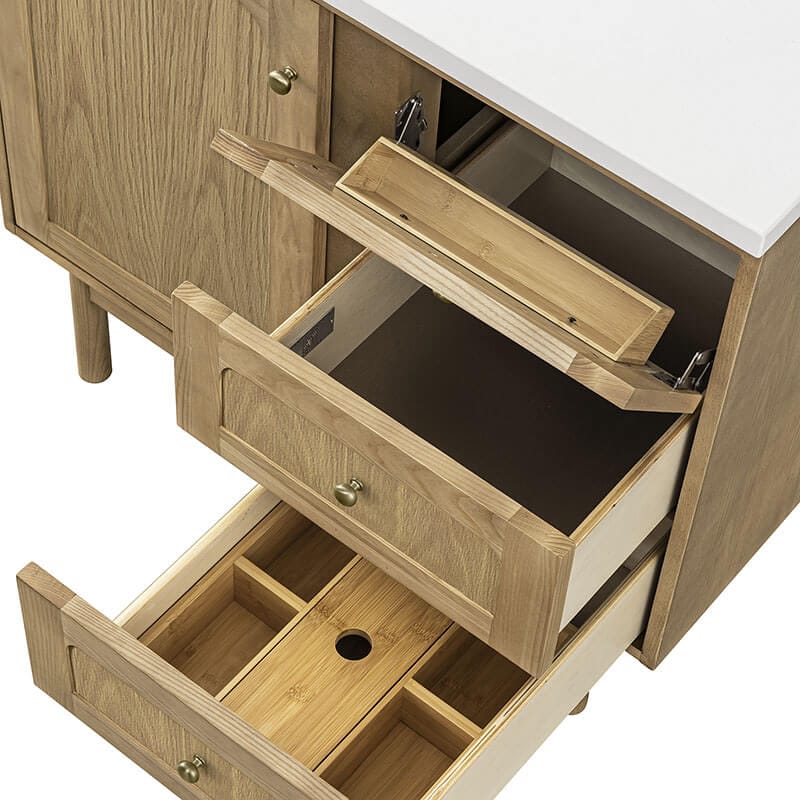 James Martin Laurent 36 Single Vanity Light Natural Oak Drawer Organizer