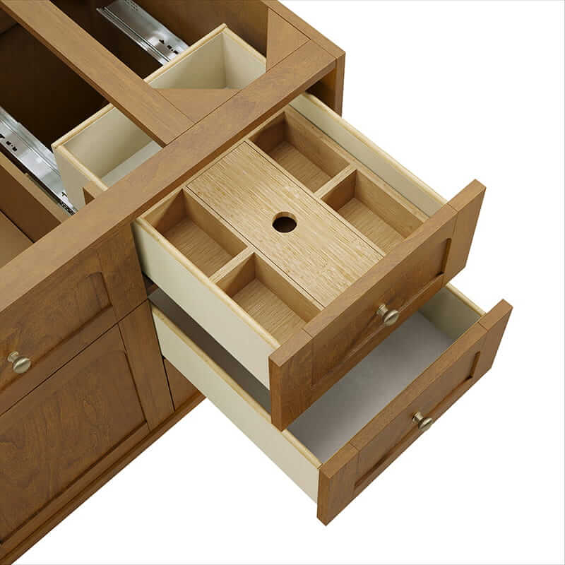 James Martin Laurent 48 Inch Single Vanity in Honey Oak Removable Drawer Organizer