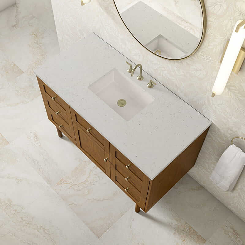 James Martin Laurent 48" Single Vanity in Honey Oak With Lime Delight Silestone Top