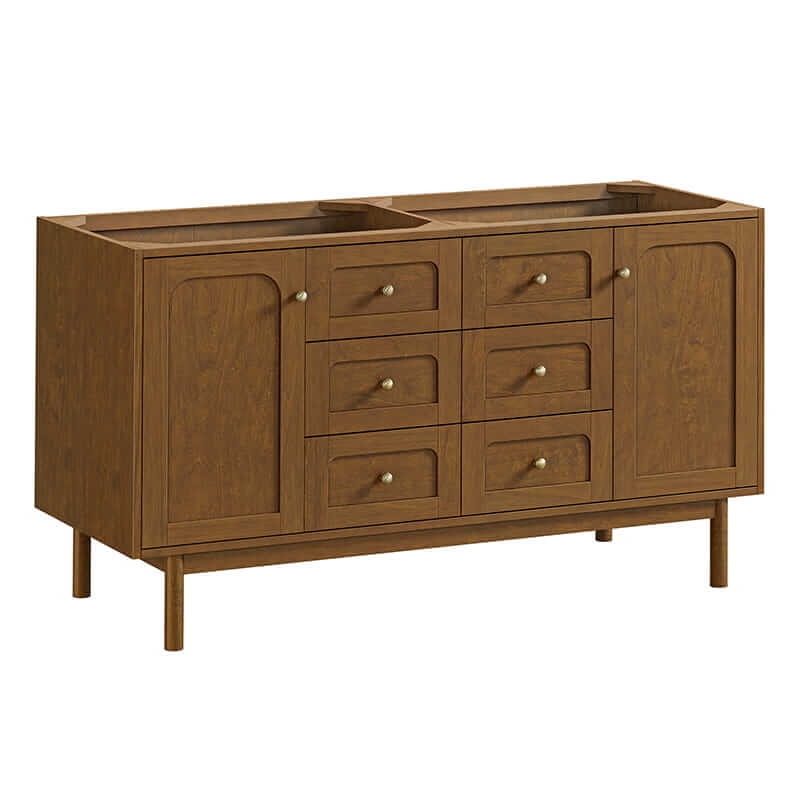 James Martin Laurent 60" Double Vanity in Honey Oak Cabinet Only