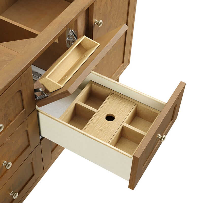 James Martin Laurent 60" Double Vanity in Honey Oak With Soft Close Undermount Drawer Slides