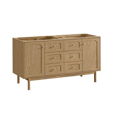 James Martin Laurent 60" Double Vanity in Light Natural Oak Cabinet Only