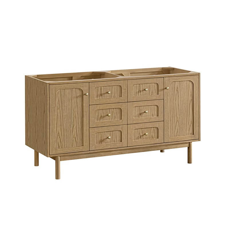 James Martin Laurent 60" Double Vanity in Light Natural Oak Cabinet Only