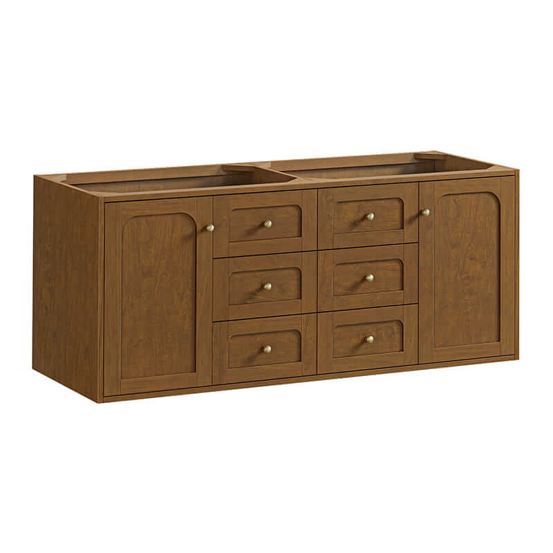 James Martin Laurent 60 Inch Double Vanity in Honey Oak Coner View Floating