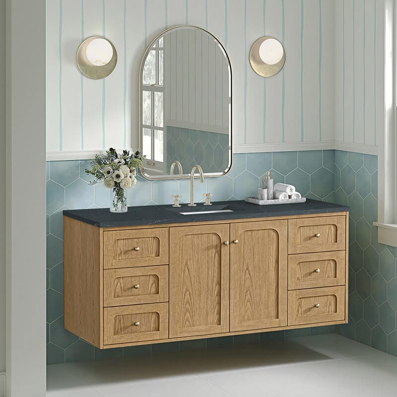 James Martin Laurent 60 Inch Single Vanity Corner View Floating