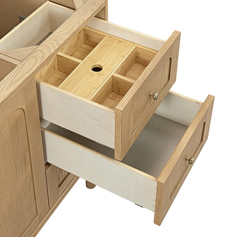 James Martin Laurent 60" Single Vanity in Light Natural Oak Removable Bamboo Drawer Organizer Included