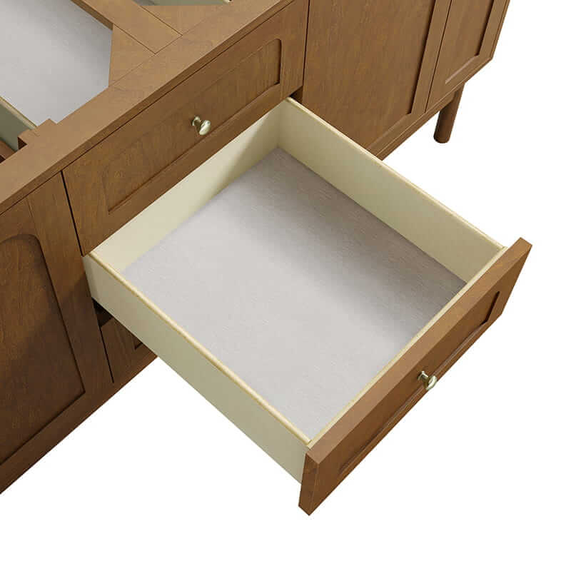 James Martin Laurent 72 Inch Double Vanity in Honey Oak With Soft Close Undermount Drawer Slides