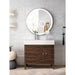 James Martin Linear 36 Inch Single Vanity in Mid Century Walnut With White Composite Stone Top Front View