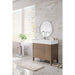 James Martin Linear 36 Inch Single Vanity in Whitewashed Walnut With White Composite Stone Top Facing Left