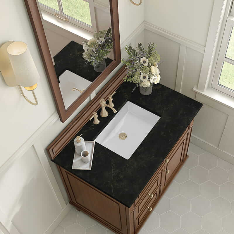 James Martin Lorelai 36 Inch Single Vanity in Mid Century Acacia With Phantome Eclos Top