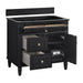 James Martin Lorelai 36" Single Vanity in Black Onyx Corner View Drawers Opened