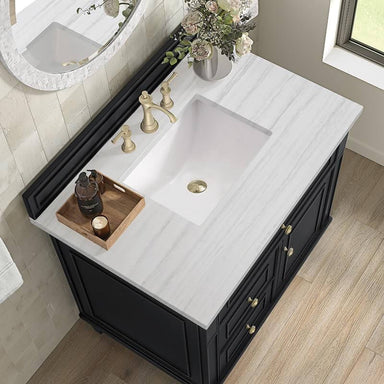 James Martin Lorelai 36" Single Vanity in Black Onyx With Arctic Fall Solid Surface Top