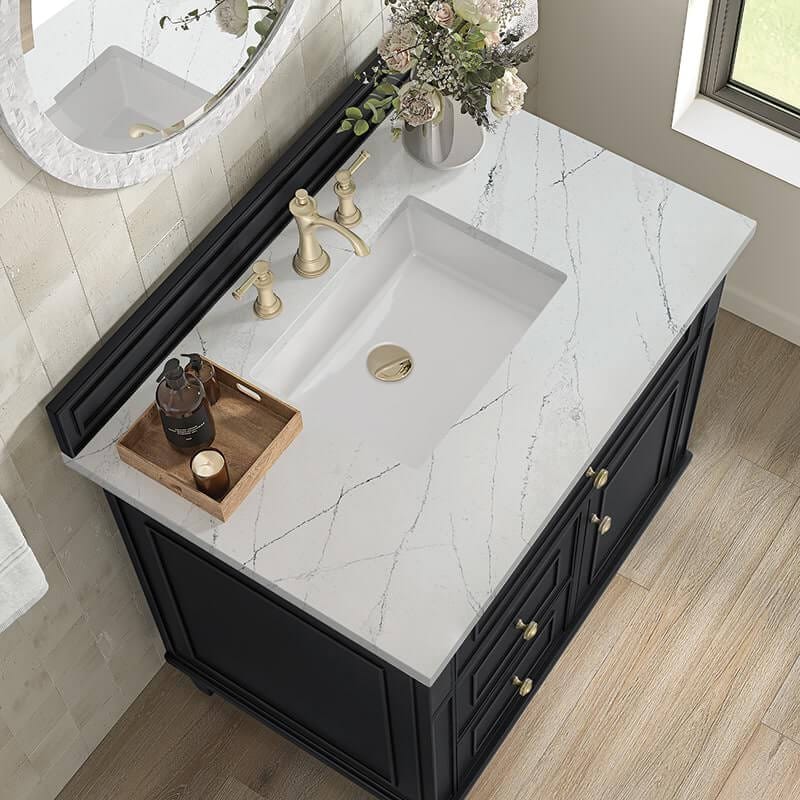 James Martin Lorelai 36" Single Vanity in Black Onyx With Ethereal Noctis Silestone Top