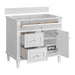 James Martin Lorelai 36" Single Vanity in Bright White Corner View Open Drawers