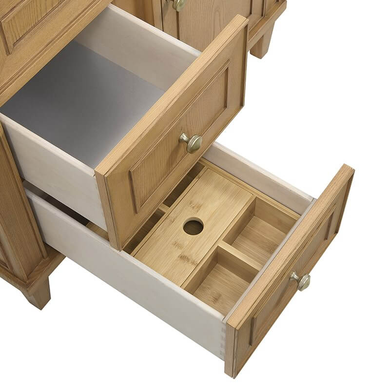James Martin Lorelai 36" Single Vanity in Light Natural Oak Top View Drawers