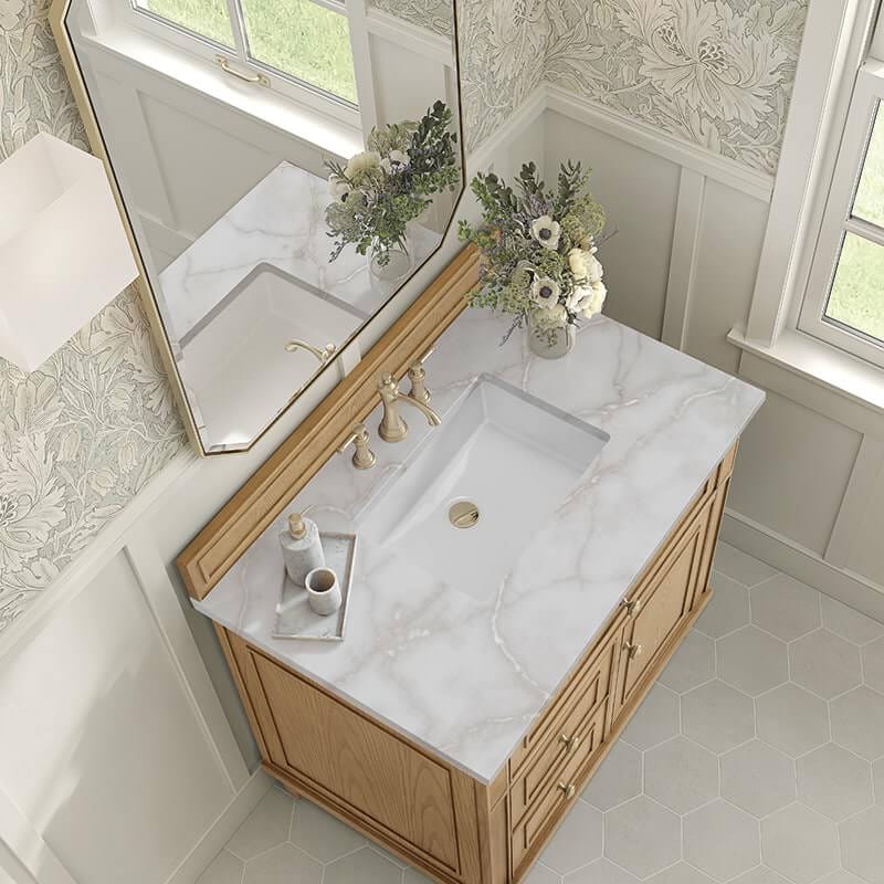James Martin Lorelai 36" Single Vanity in Light Natural Oak With Victorian Silver Silestone Top