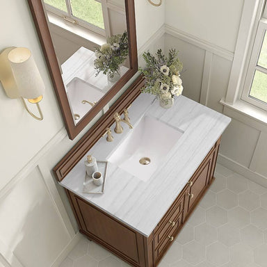 James Martin Lorelai 36" Single Vanity in Mid Century Walnut With Arctic Fall Solid Surface Top