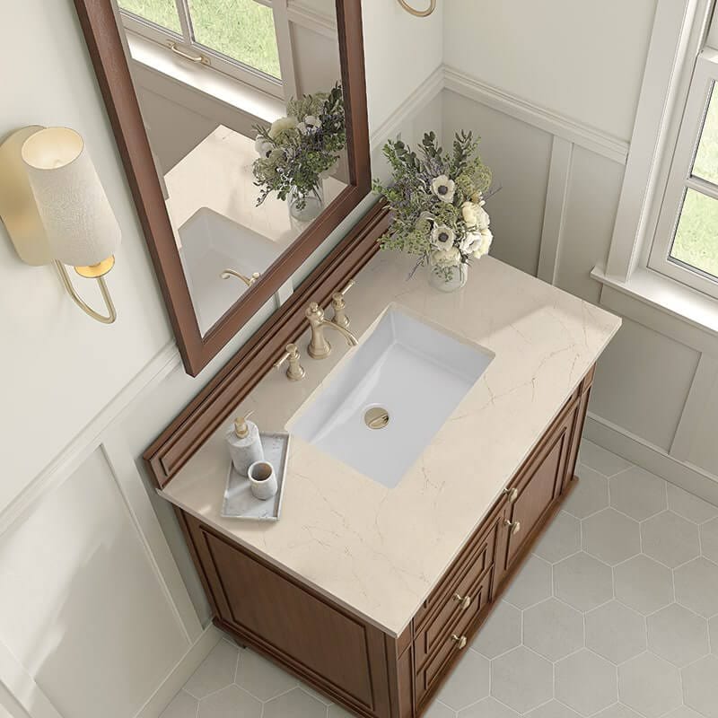 James Martin Lorelai 36" Single Vanity in Mid Century Walnut With Eternal Marfil Silestone Top