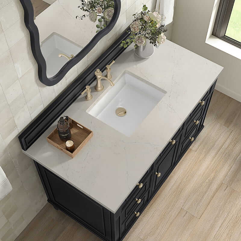 James Martin Lorelai 48 Inch Single Vanity in Black Onyx With Siberian Silestone Top