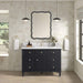James Martin Lorelai 48 Inch Single Vanity in Black Onyx With Single Hole Faucet White Zeus Silestone Top Backsplash