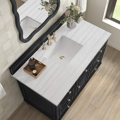 James Martin Lorelai 48" Single Vanity in Black Onyx With Arctic Fall Solid Surface Top