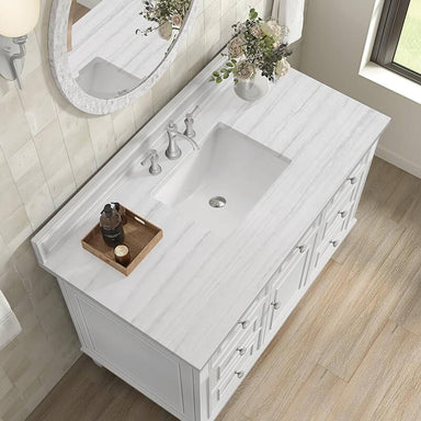 James Martin Lorelai 48" Single Vanity in Bright White With Arctic Fall Solid Surface Top
