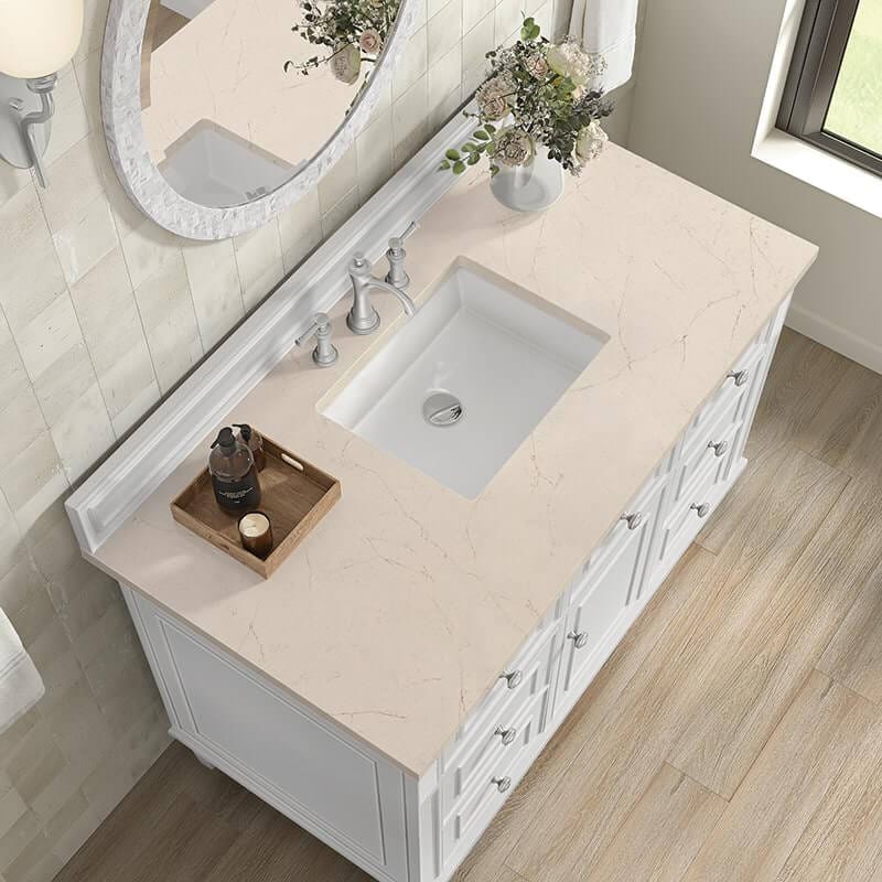 James Martin Lorelai 48" Single Vanity in Bright White With Eternal Marfil Silestone Top