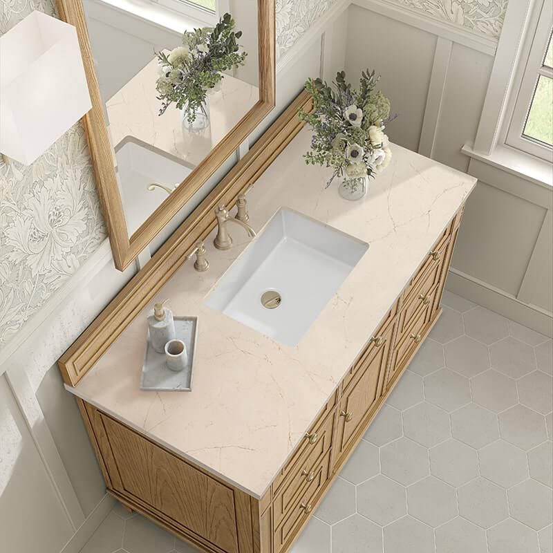 James Martin Lorelai 48" Single Vanity in Light Natural Oak With Eternal Marfil Silestone Top