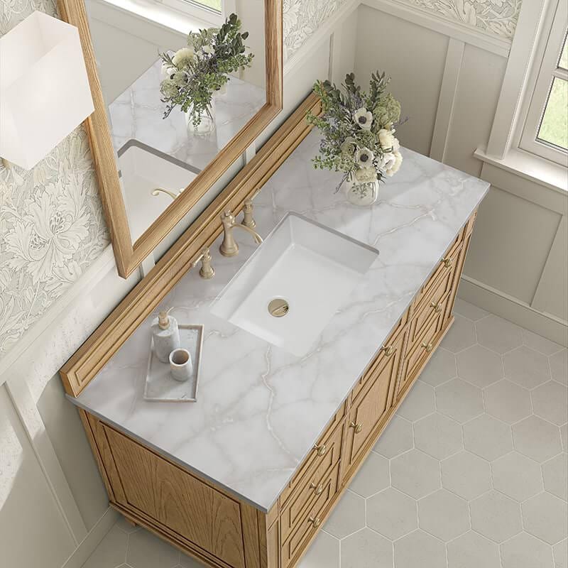 James Martin Lorelai 48" Single Vanity in Light Natural Oak With Victorian Silver Silestone Top