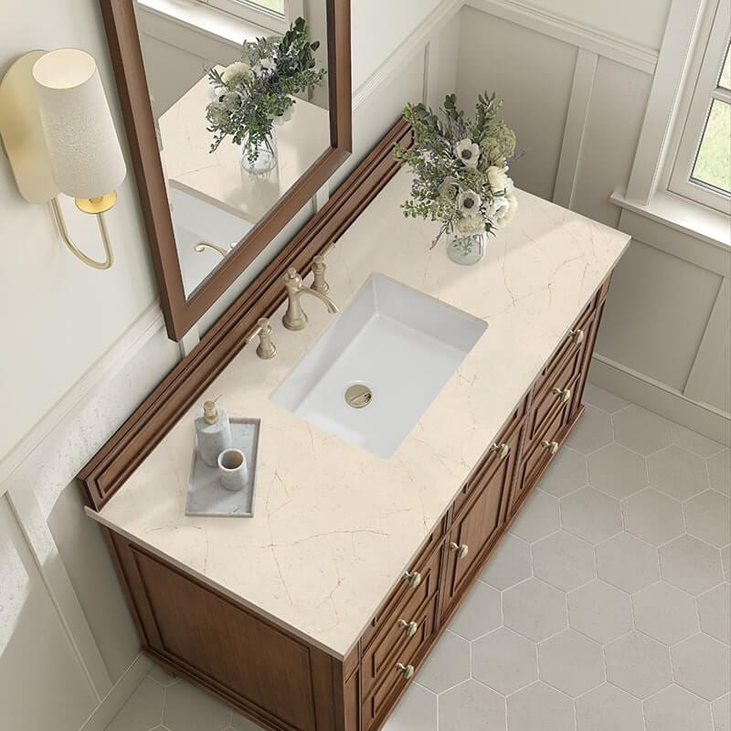 James Martin Lorelai 48" Single Vanity in Mid Century Walnut With Eternal Marfil Silestone Top