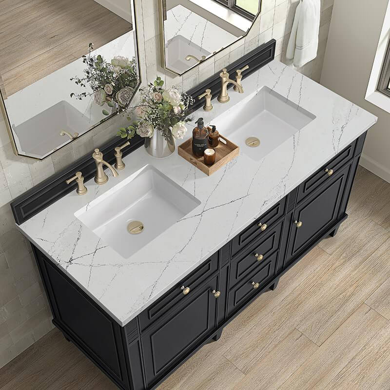 James Martin Lorelai 60" Double Vanity in Black Onyx With Ethereal Noctis Silestone Top