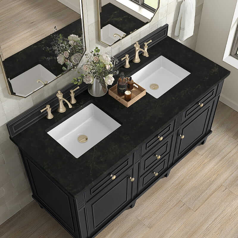 James Martin Lorelai 60" Double Vanity in Black Onyx With Phantome Eclos Top
