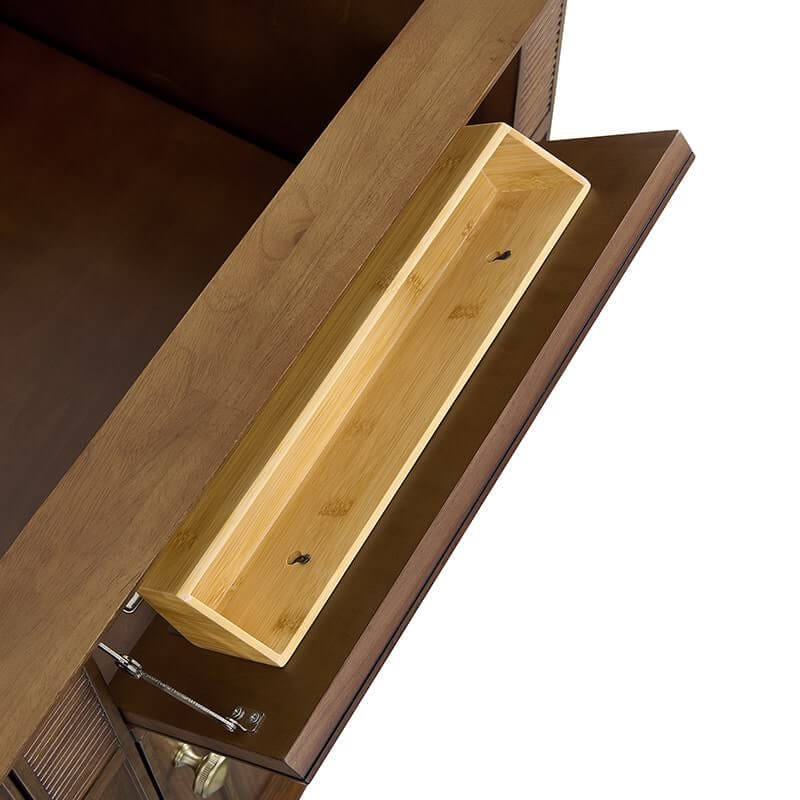 James Martin Lorelai 60" Double Vanity in Mid Century Walnut Tip Out Drawers