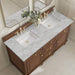James Martin Lorelai 60" Double Vanity in Mid Century Walnut With Victorian Silver Silestone Top