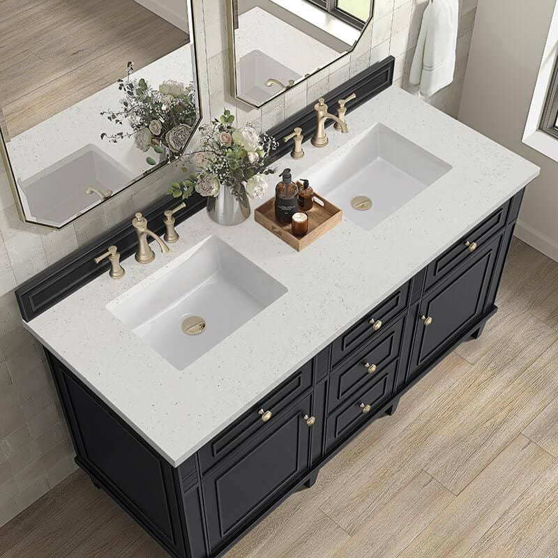 James Martin Lorelai 60 Inch Double Vanity in Black Onyx With Lime Delight Silestone Top