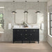 James Martin Lorelai 60 Inch Double Vanity in Black Onyx With Single Hole Faucet White Zeus Silestone Top Backsplash