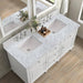 James Martin Lorelai 60 Inch Double Vanity in Bright White With Carrara White Marble Top